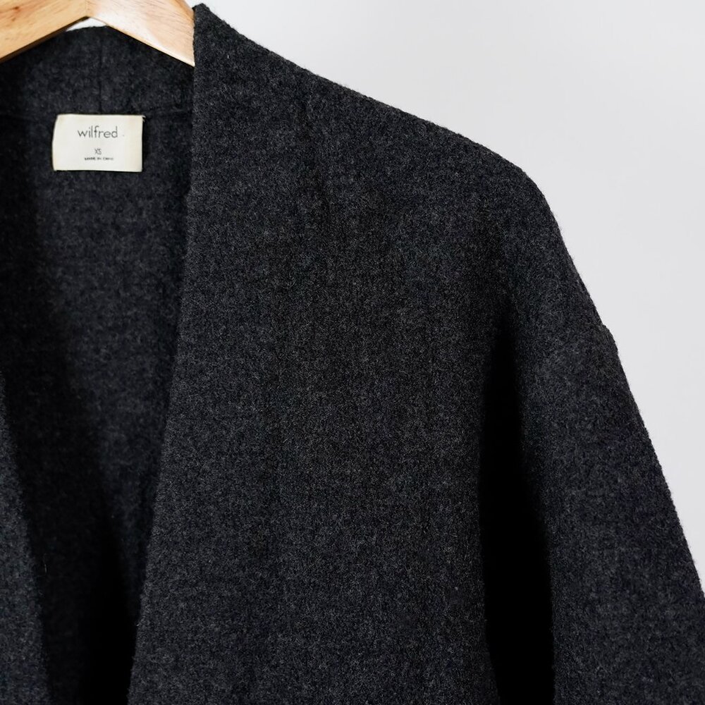 Aritzia Wilfred Brullon Cardigan, Merino Wool, Charcoal Grey, Size XS (generous) - Picture 4 of 11